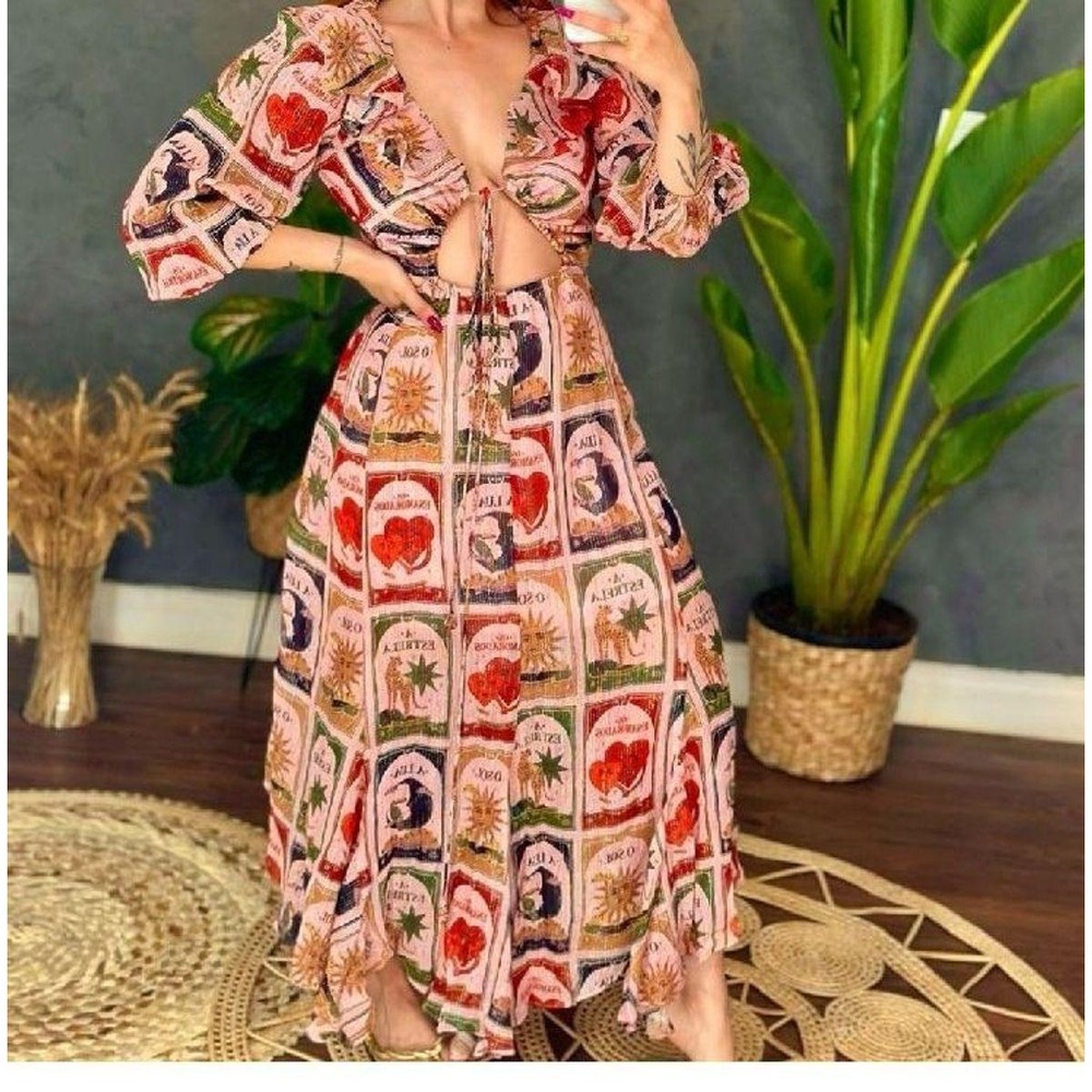FARM Rio Pink Multi Print Maxi Dress (Rare)